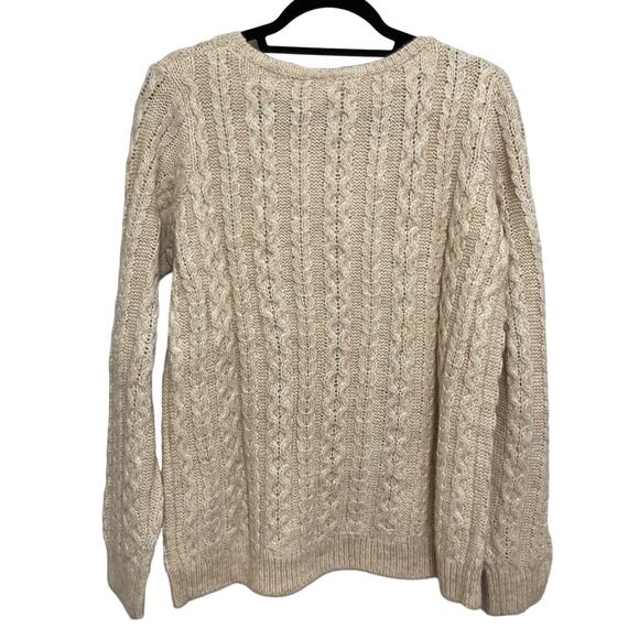 GAP Wool Alpaca Blend Cable Knit Beaded Sweater in Sand Khaki - Size M - Picture 2 of 6